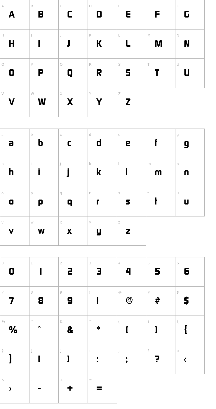 Character Map RandyBecker-ExtraBold Font