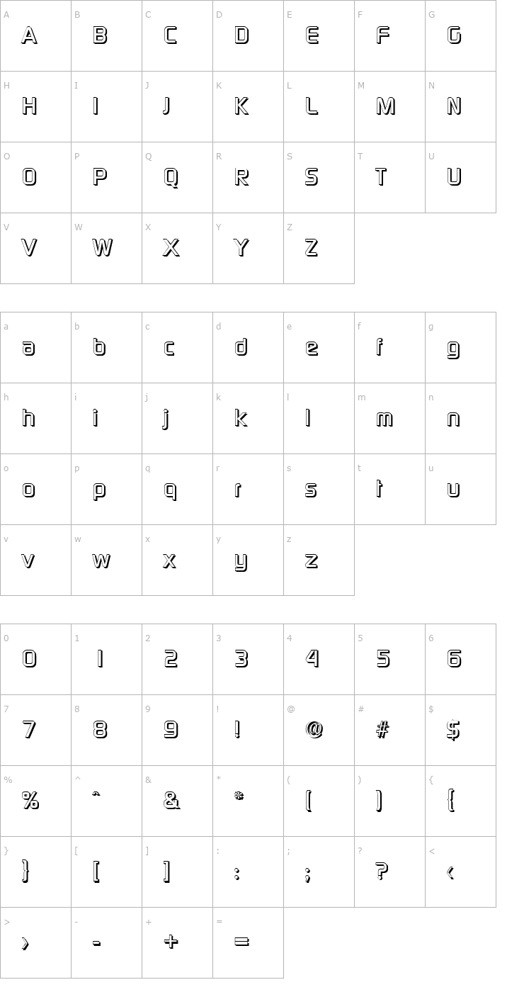 Character Map RandyBeckerShadow-Bold Font