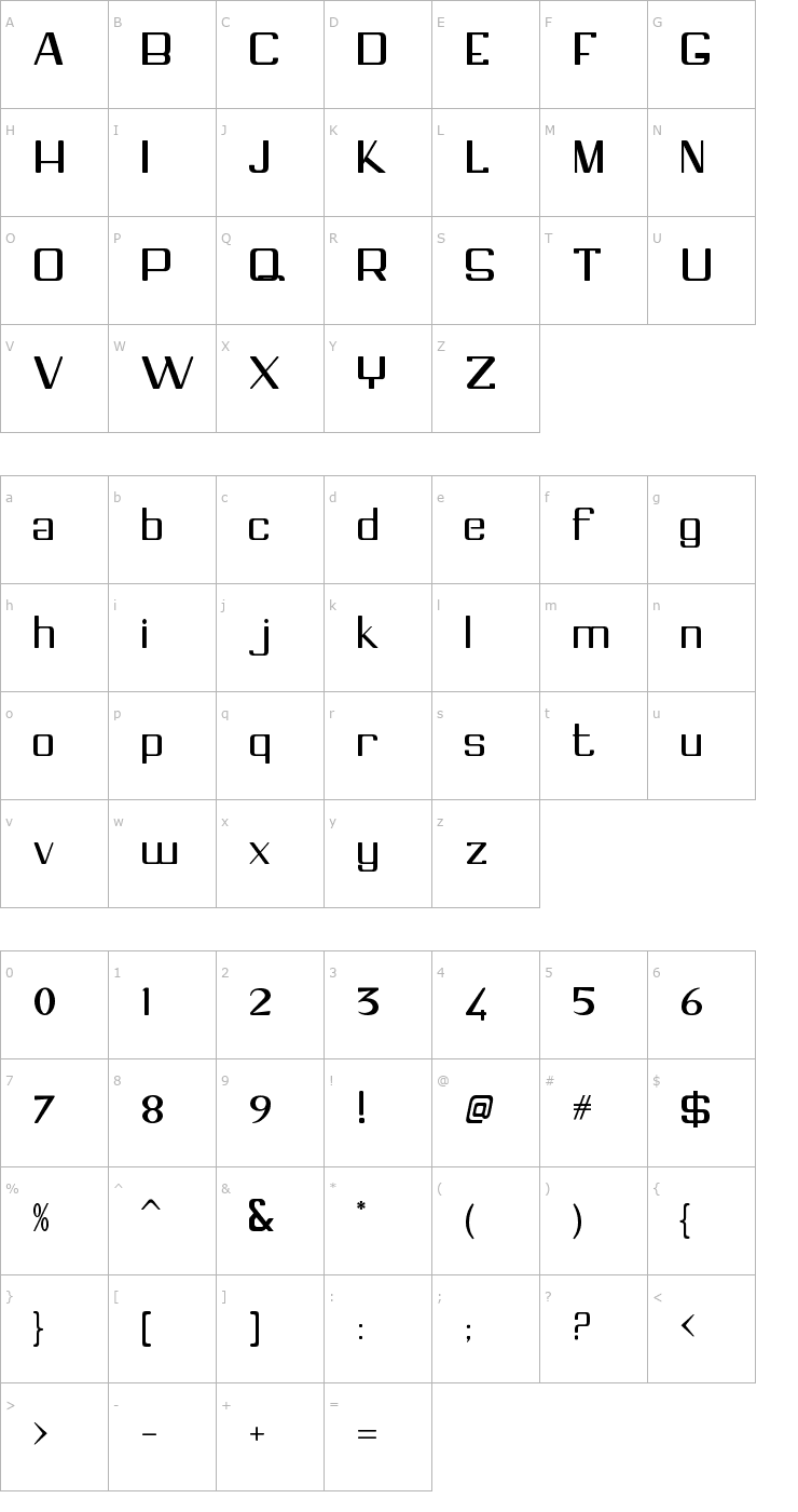 Character Map Ranger Regular Font