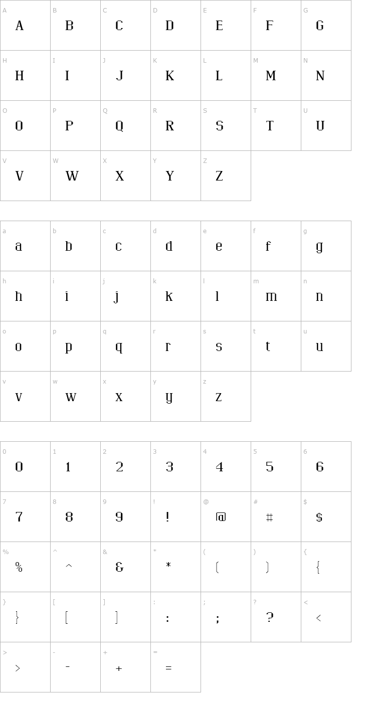 Character Map RangerWider Font