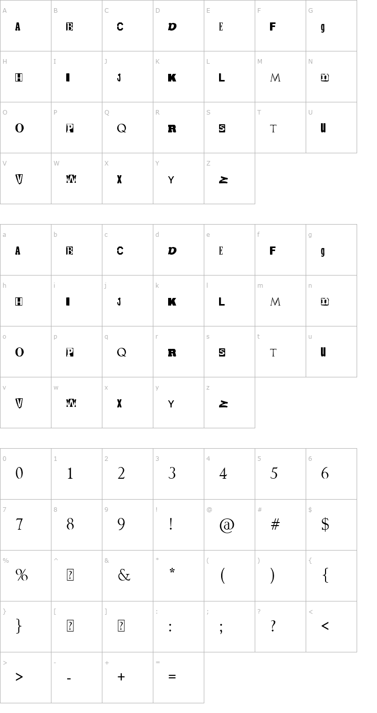 Character Map Ransom Font