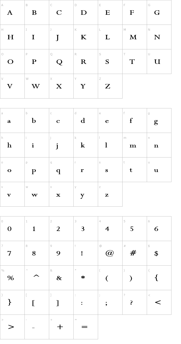 Character Map Rapid Wide Bold Font