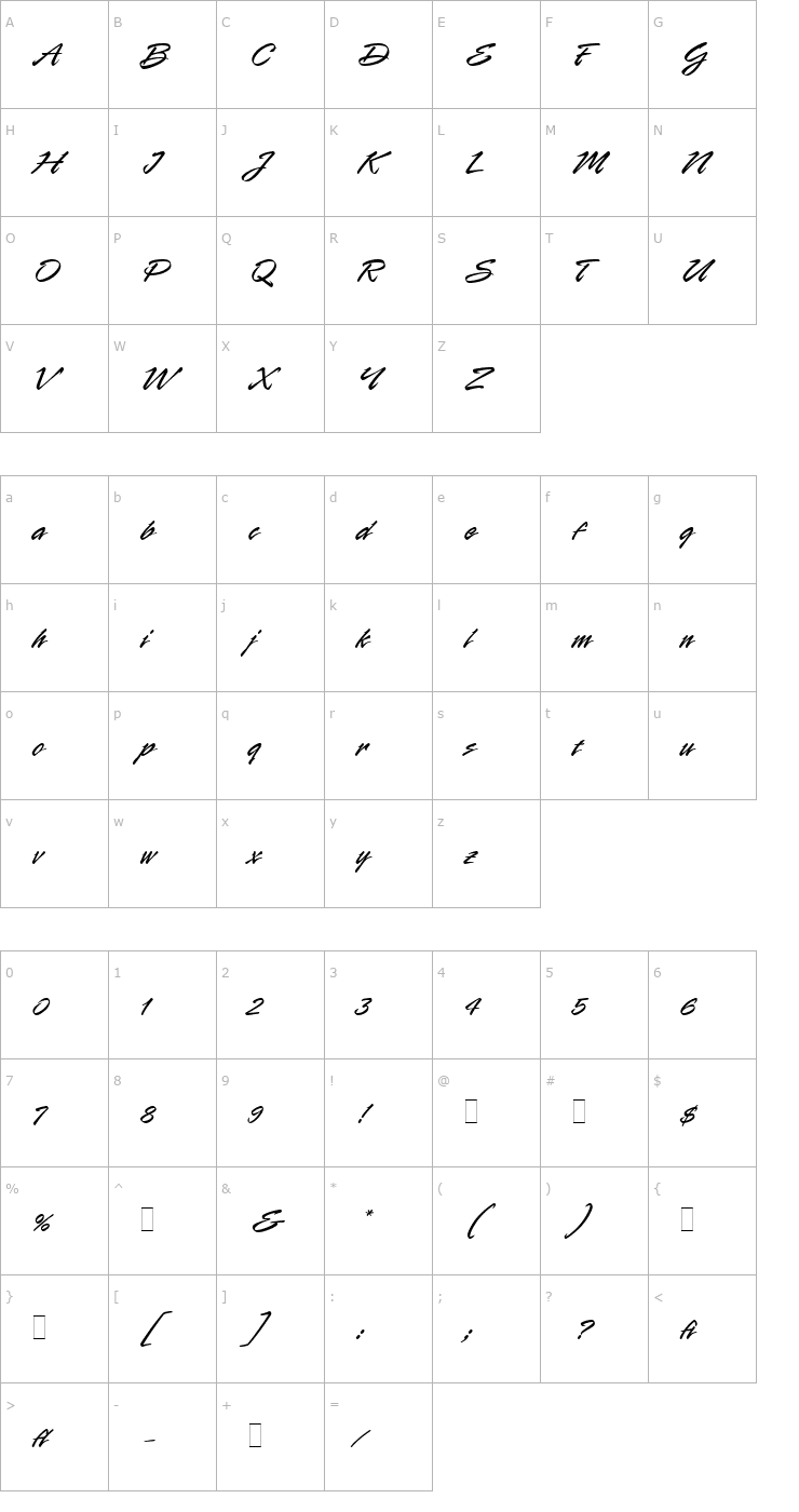 Character Map Rapier LET Let Plain1.0 Font