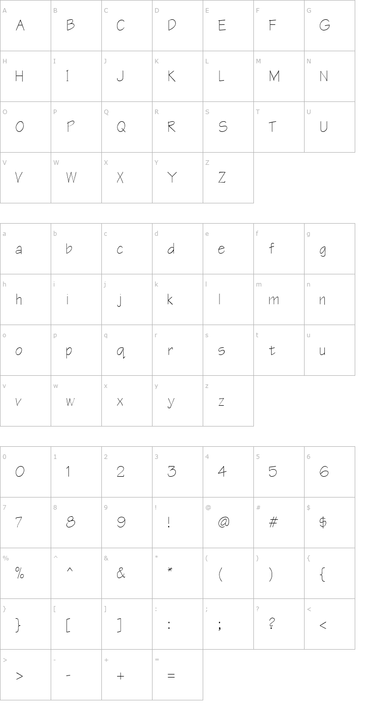 Character Map Rapunzel Font