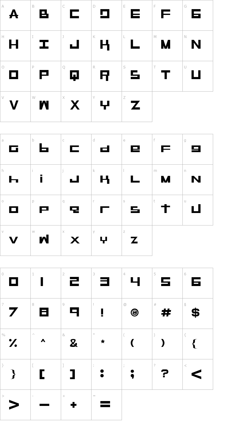 Character Map RaseGPL Font