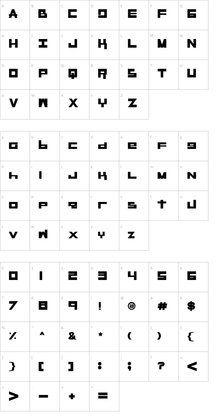 Character Map RaseGPL-Bold Font