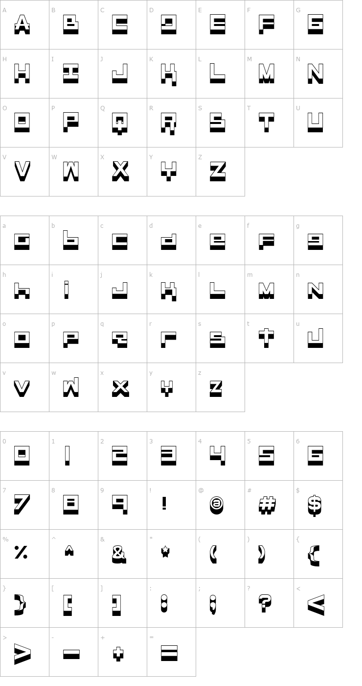 Character Map RaseGPL-Outline Font