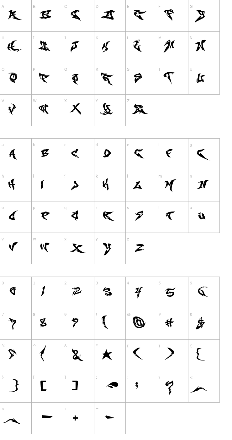 Character Map RaseOne Fill Font