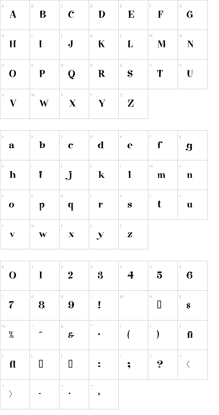 Character Map Raskin Font