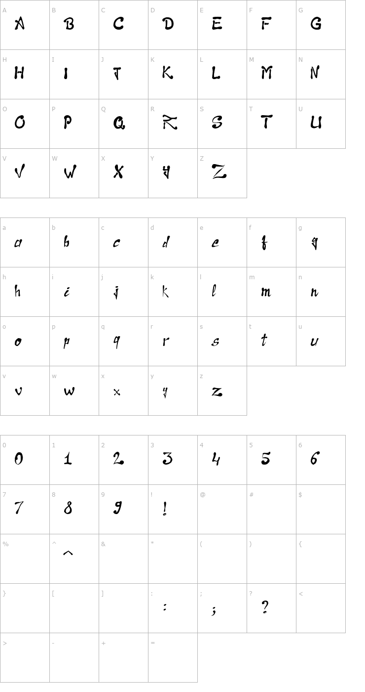 Character Map Raslani the Pharaoh Font