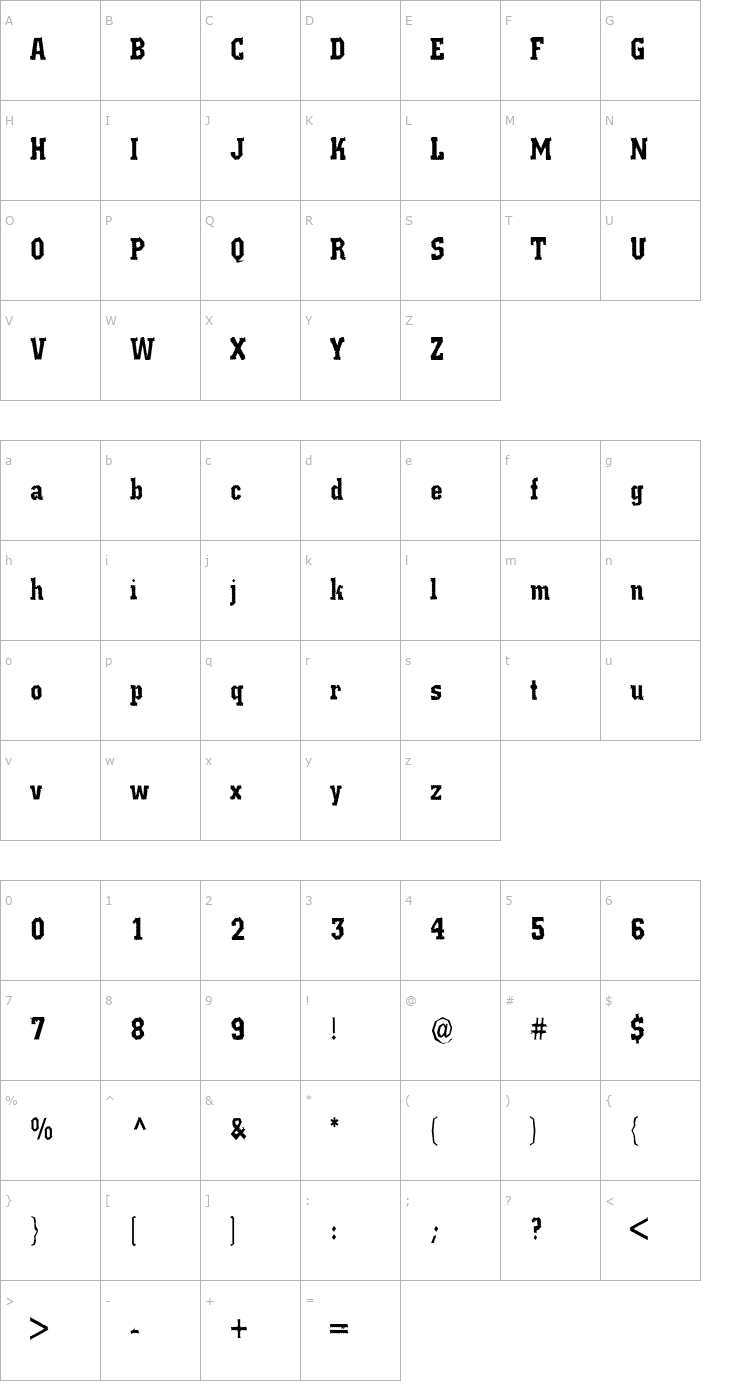 Character Map Rat Man Bane Font