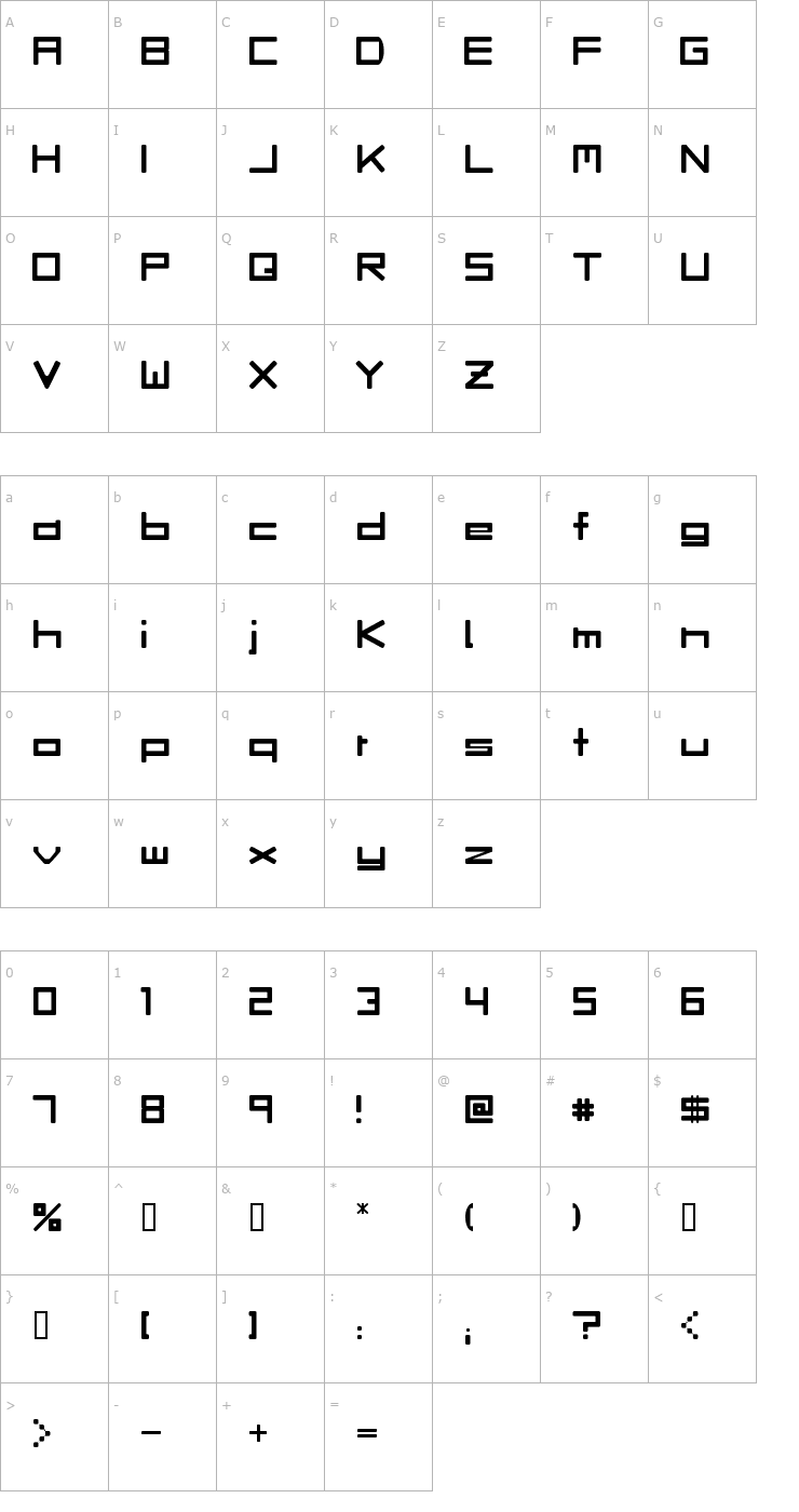 Character Map Rave Font