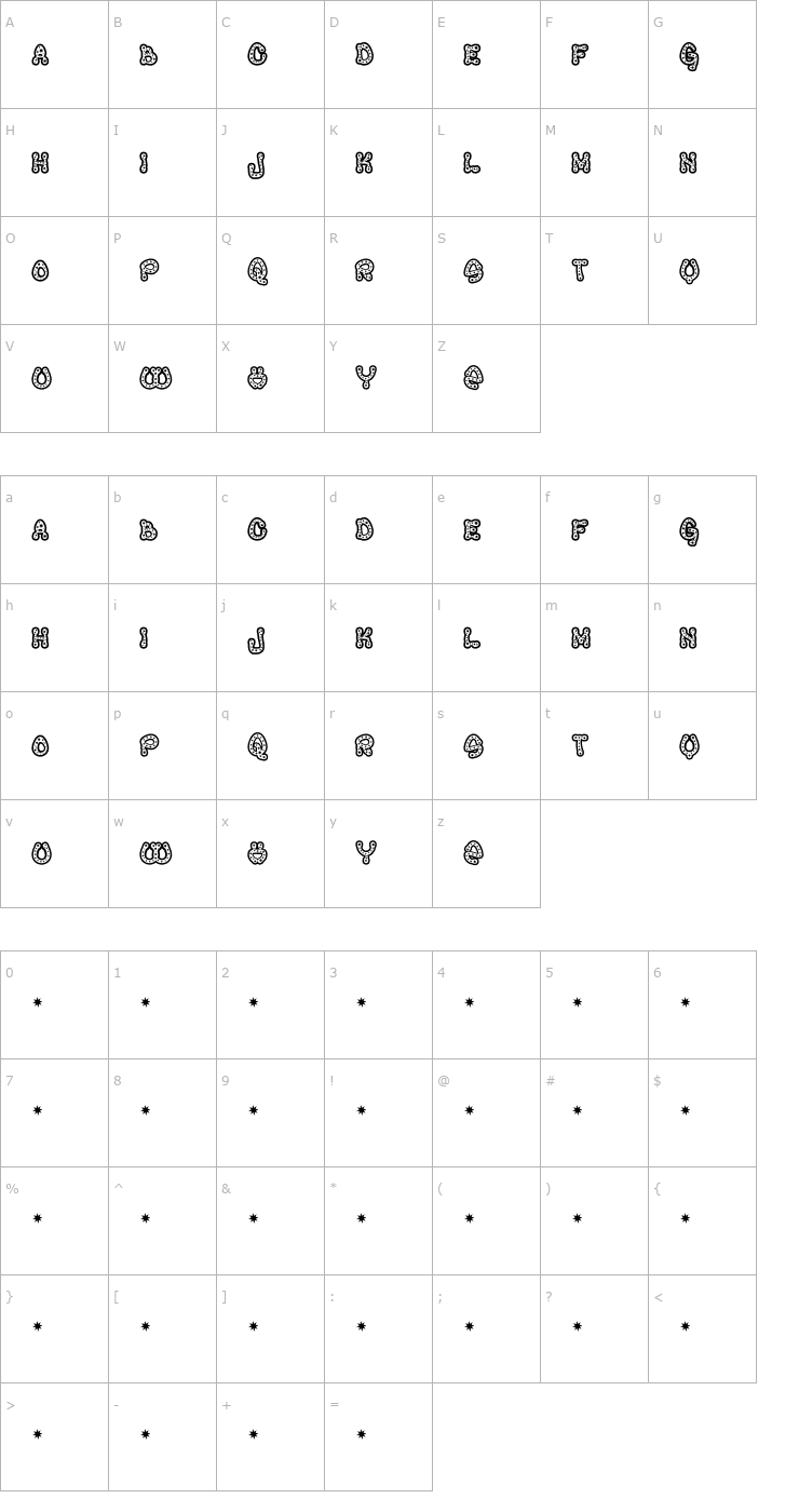 Character Map Rave Queen Font