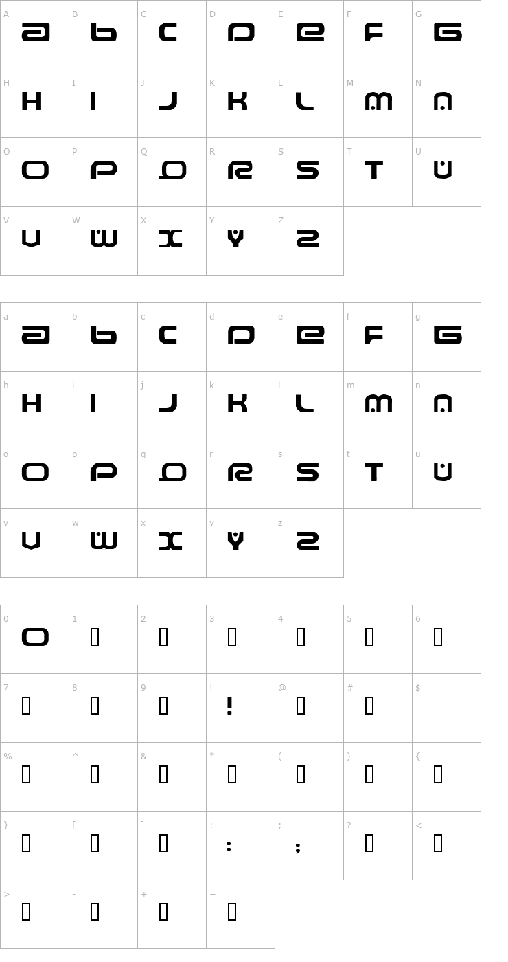 Character Map Raveflire Font