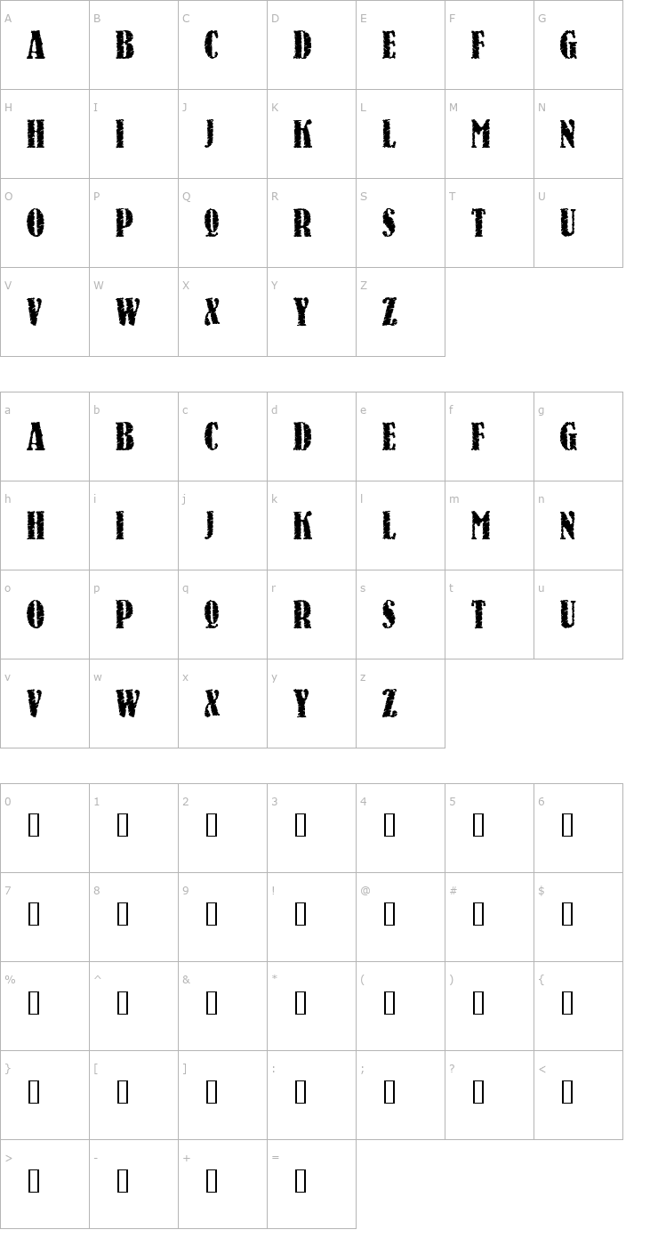 Character Map Raven Font