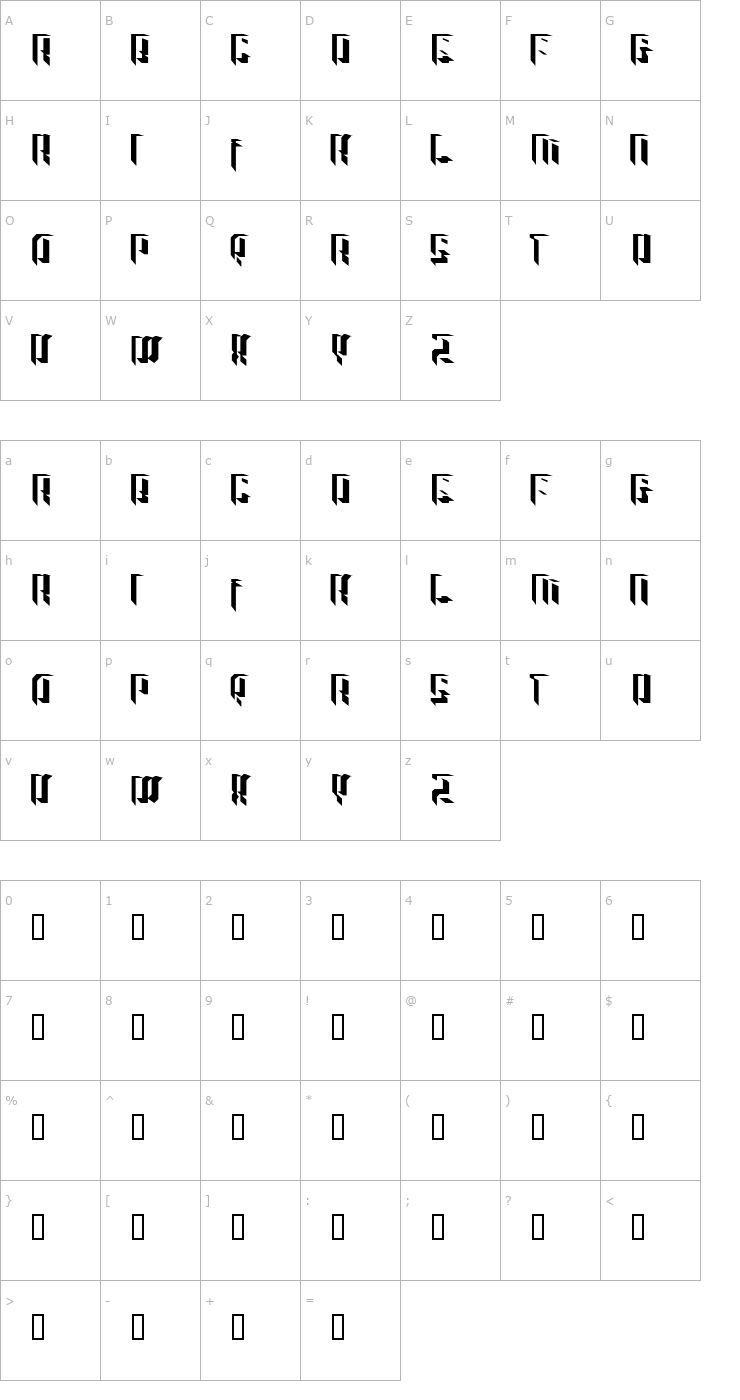 Character Map Raver Kids Font