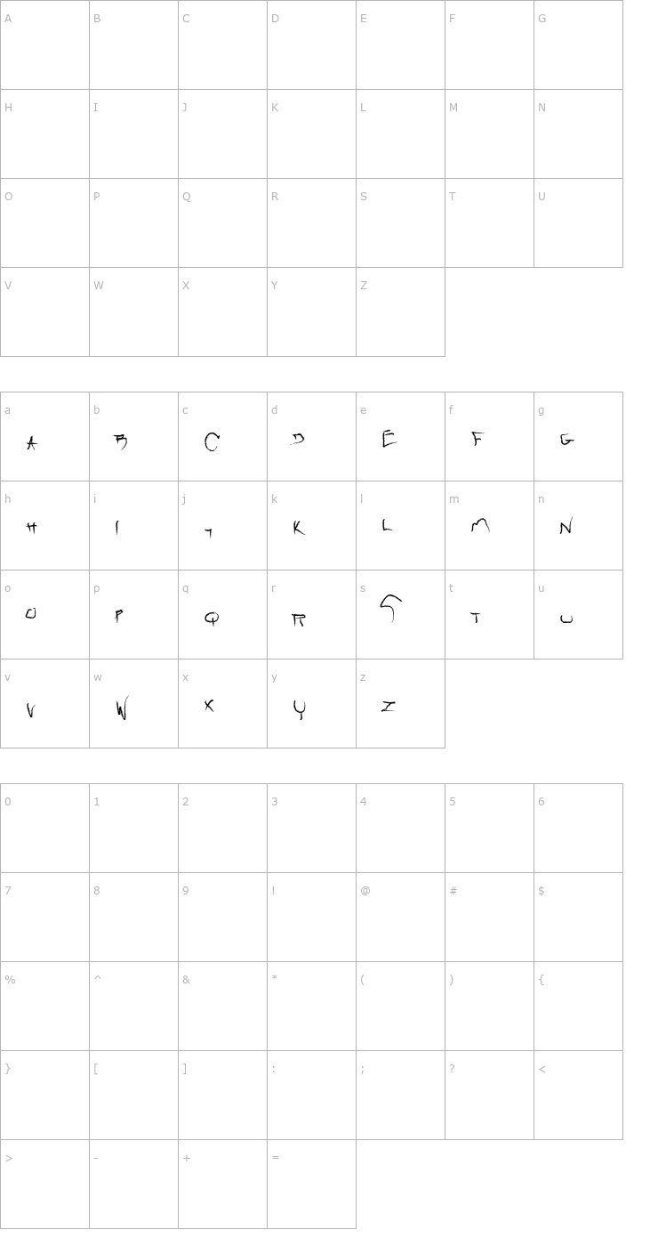 Character Map Raw Font