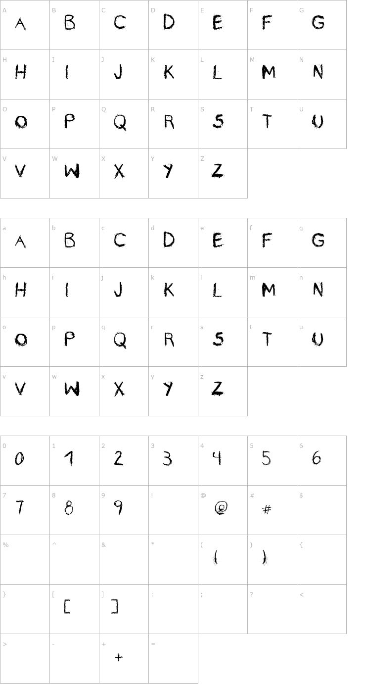 Character Map Rayando Font