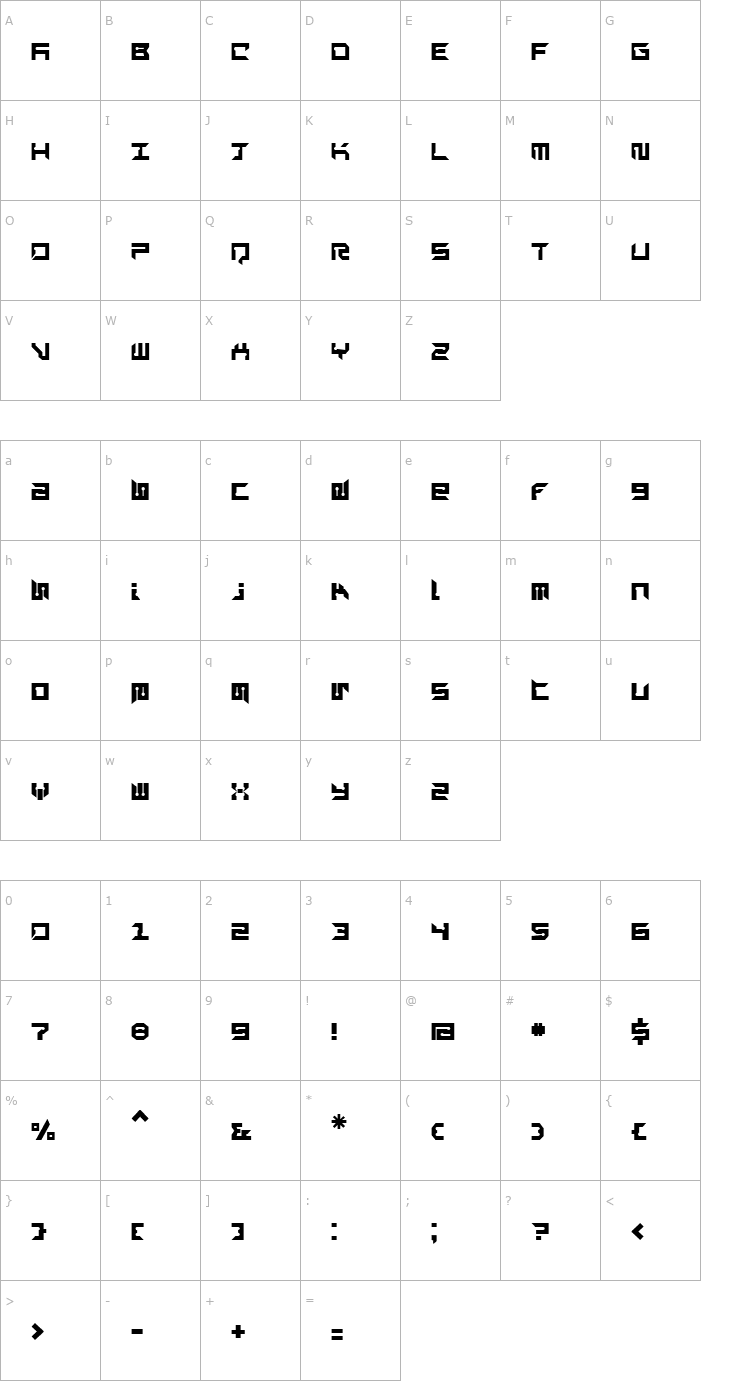 Character Map RayzorSharp Font