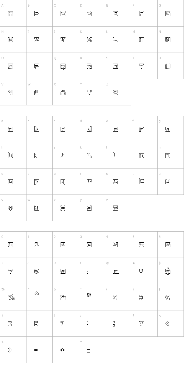 Character Map RayzorSharp Outline Font