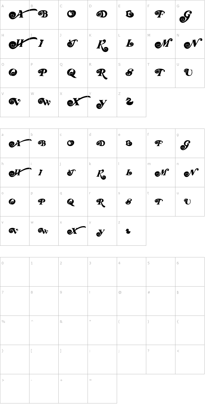 Character Map RD Honey Font