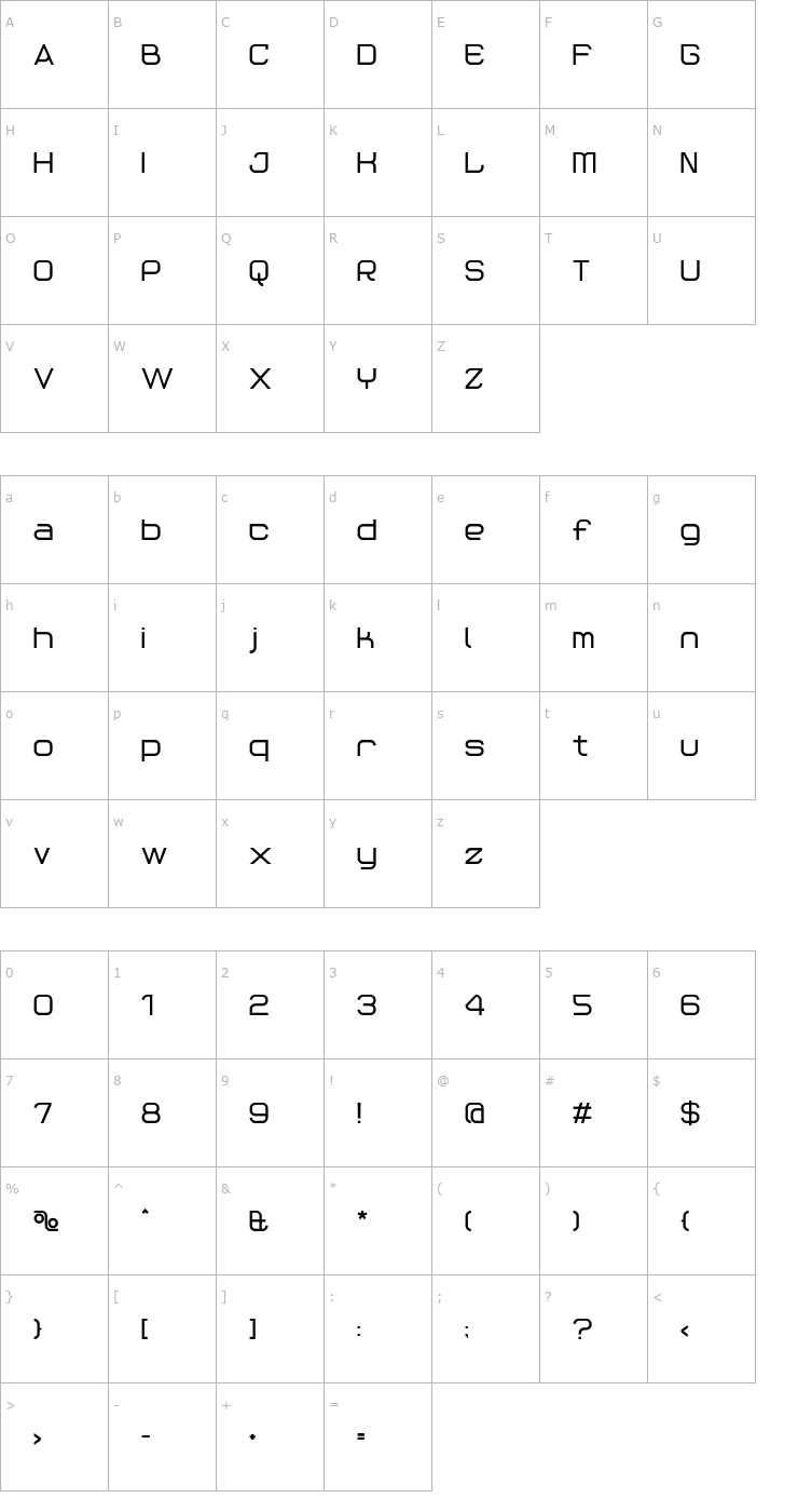 Character Map Reaction Bold Font