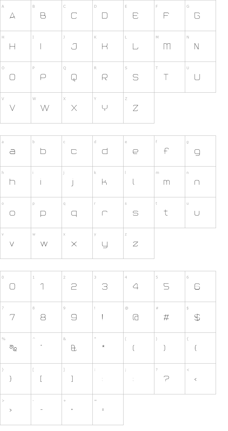 Character Map ReactionFine Font