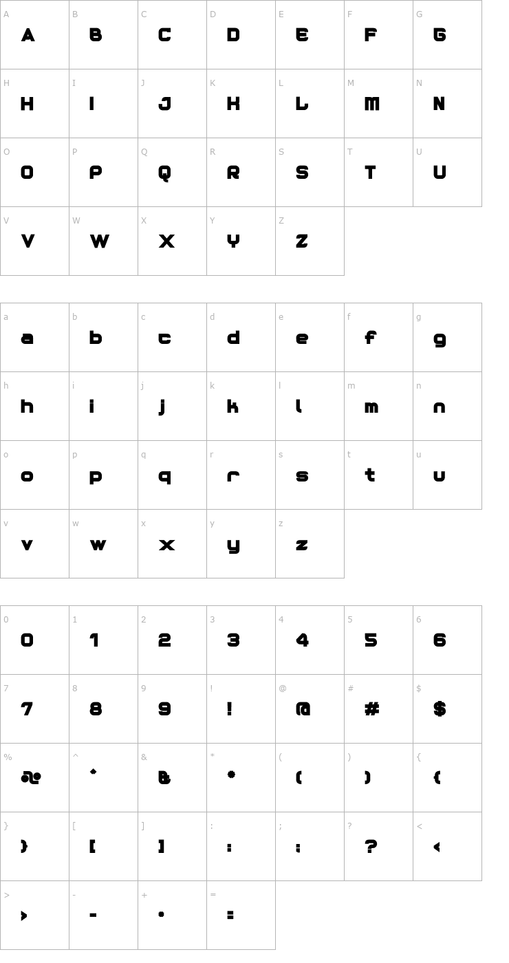 Character Map ReactionHeavy Font