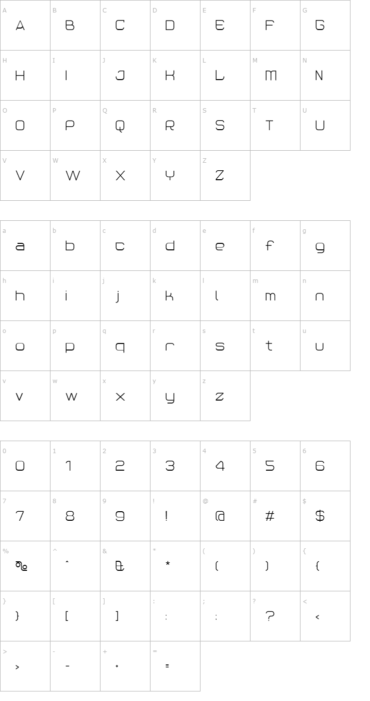 Character Map ReactionRegular Font