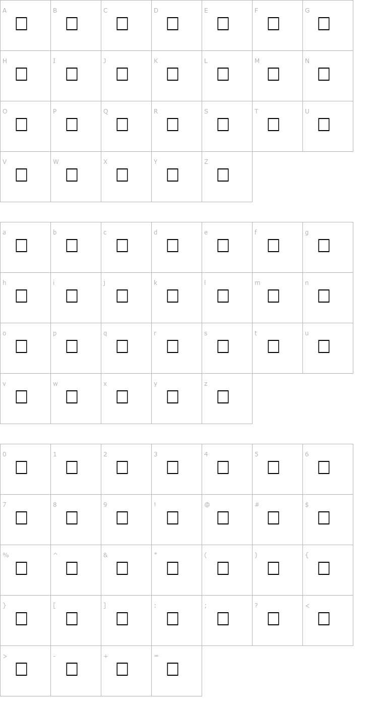Character Map READERSHIP Regular Font