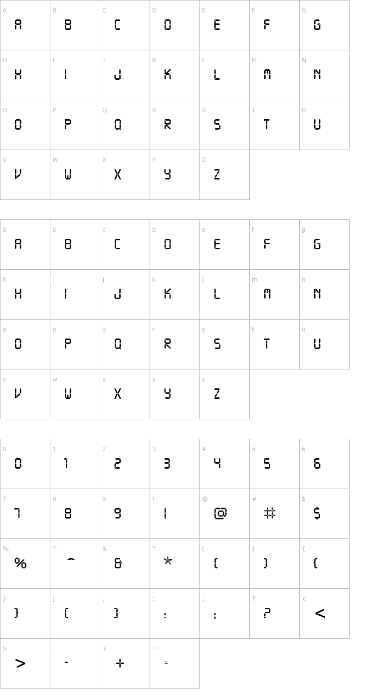 Character Map Readout Font