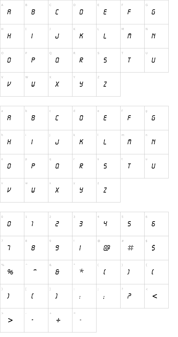 Character Map Readout Italic Font
