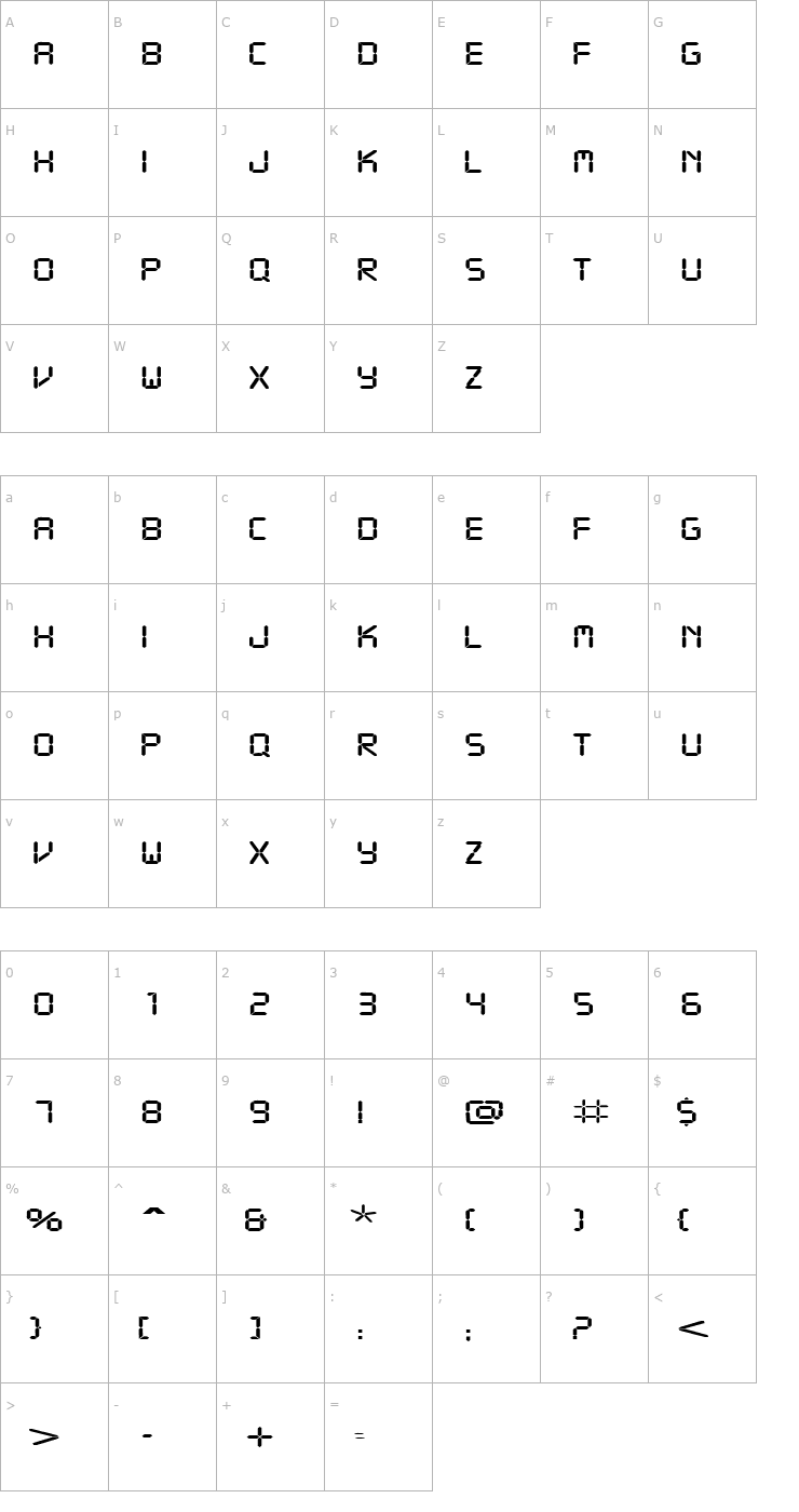 Character Map ReadoutExtended Font