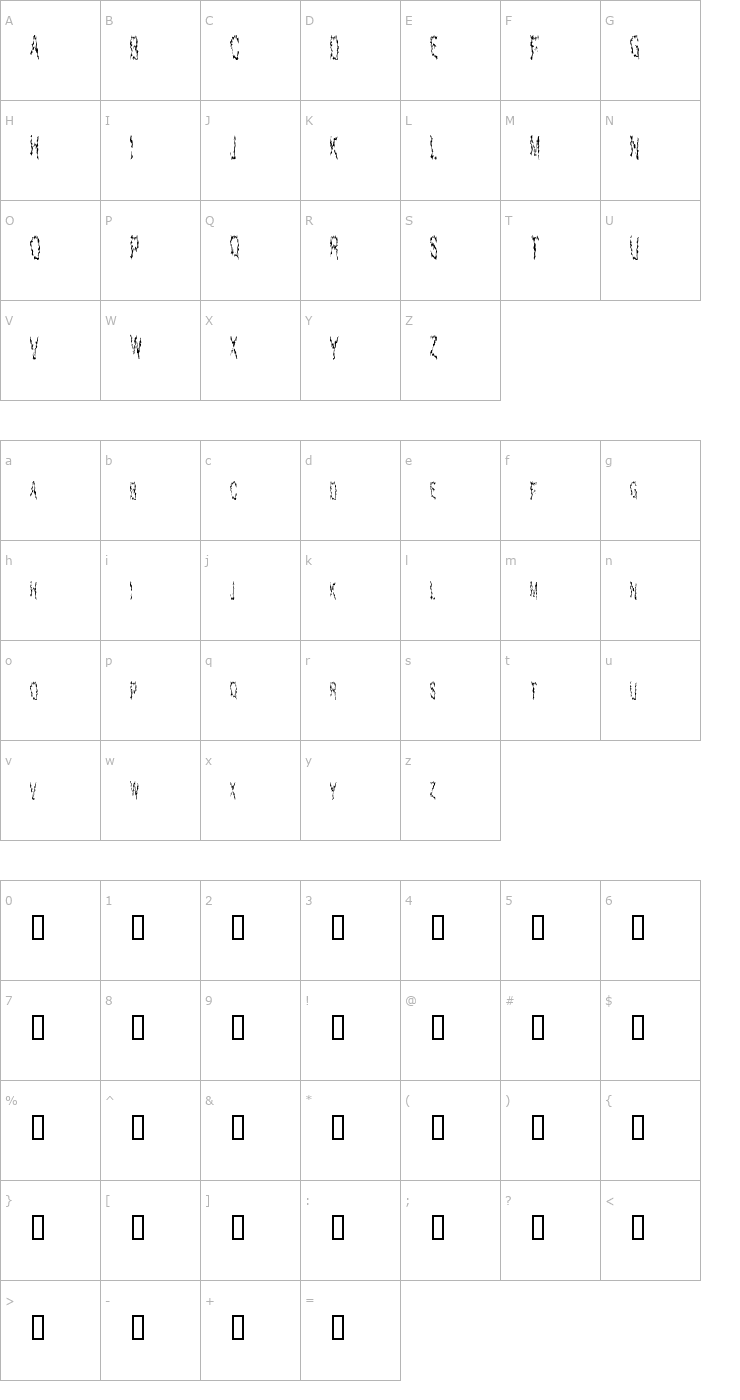 Character Map Real Horror Show Font