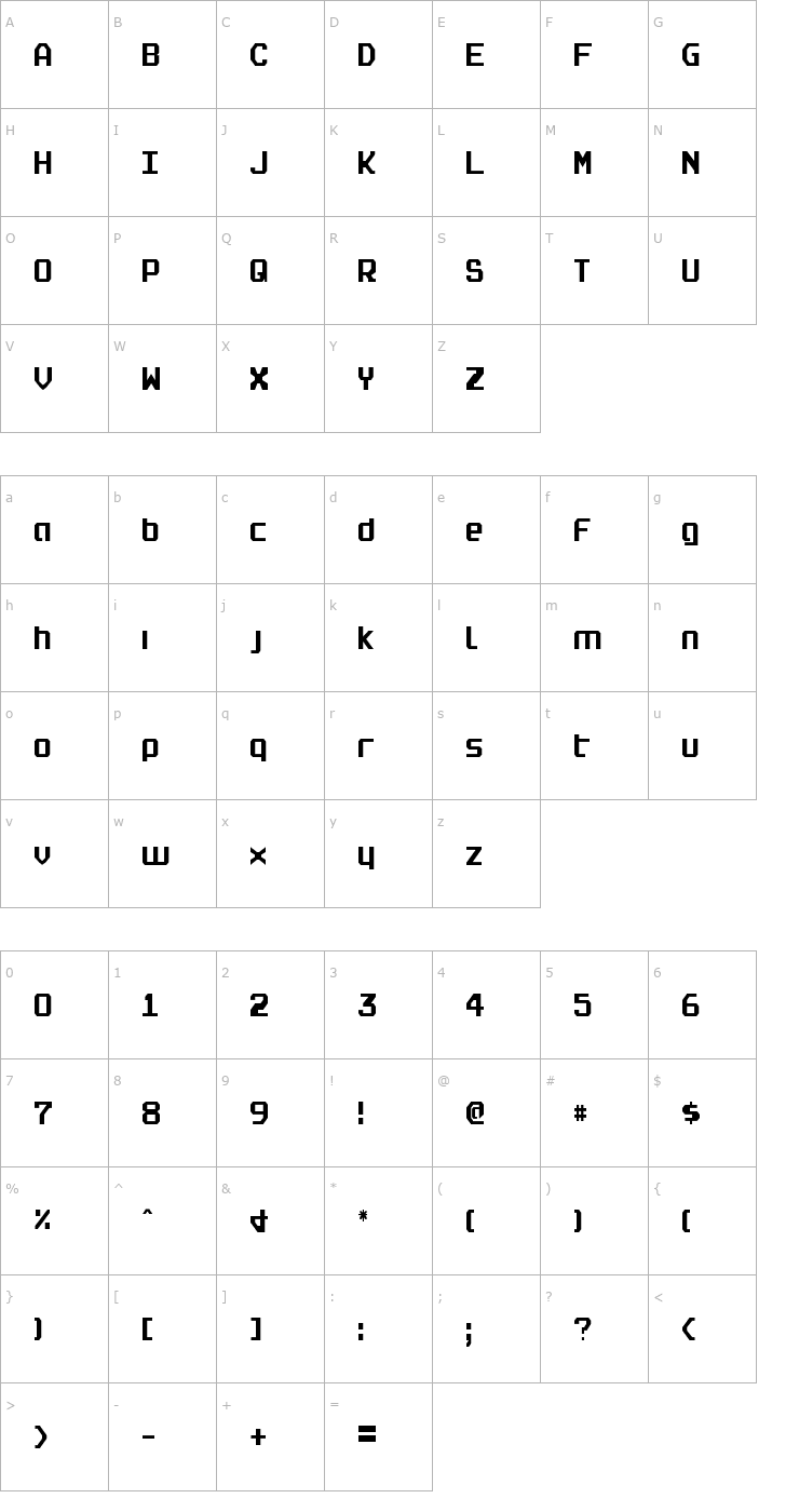 Character Map Realpolitik Condensed Font