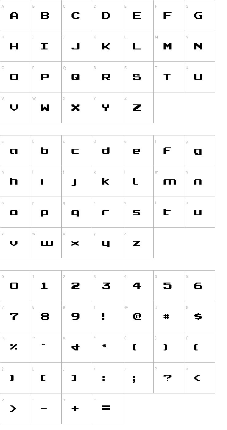 Character Map Realpolitik Expanded Font