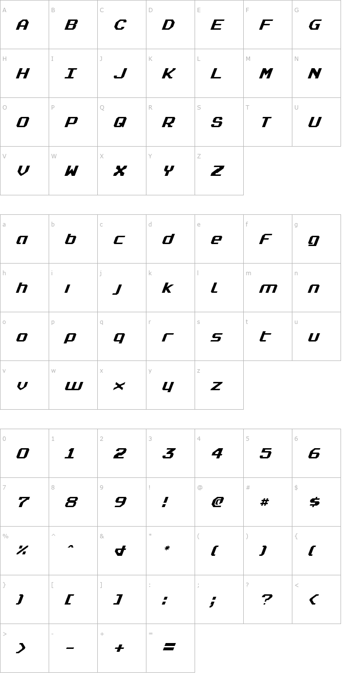 Character Map Realpolitik Italic Font