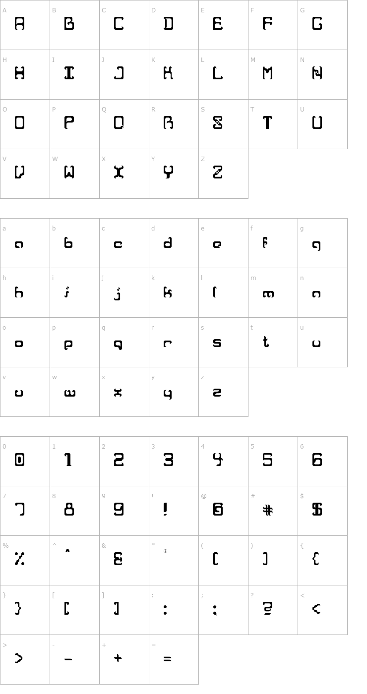 Character Map Reaver Font