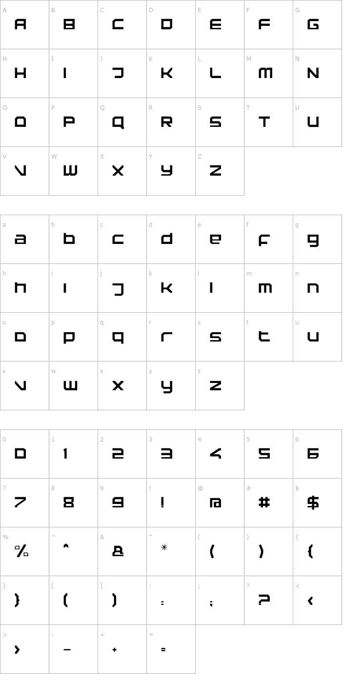 Character Map Rebirth-Regular Font