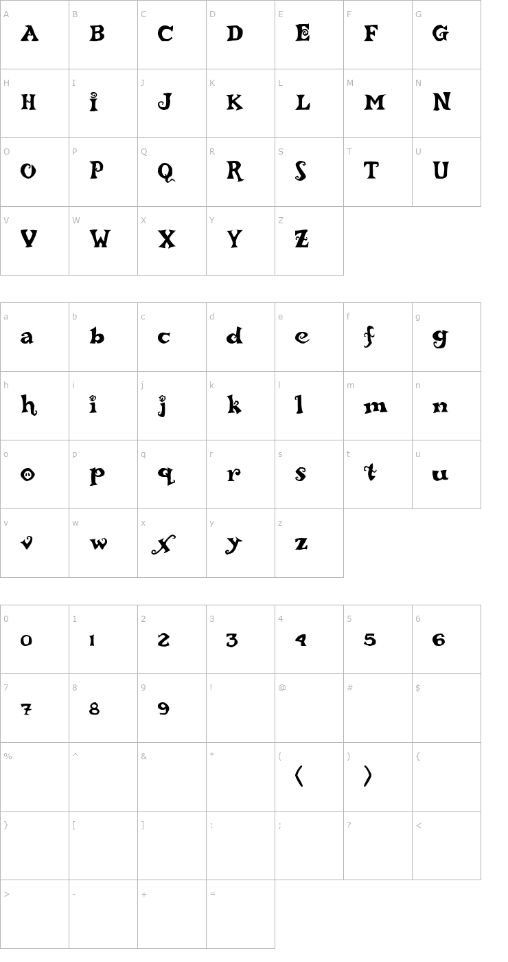 Character Map ReBucked Font