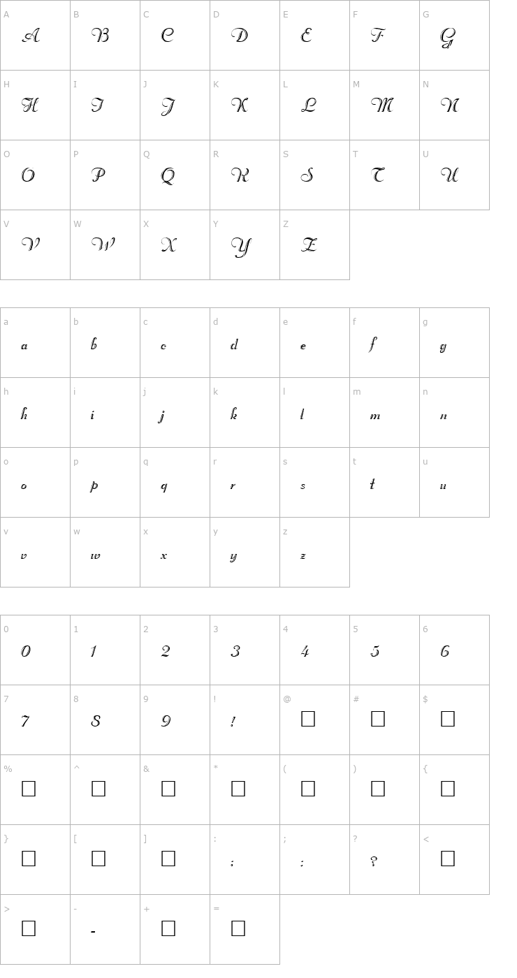 Character Map Rechtman Plain Font
