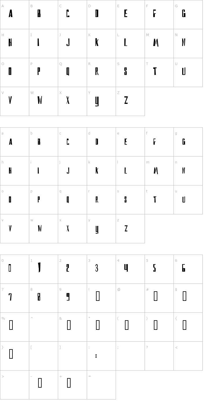Character Map reckoning Font