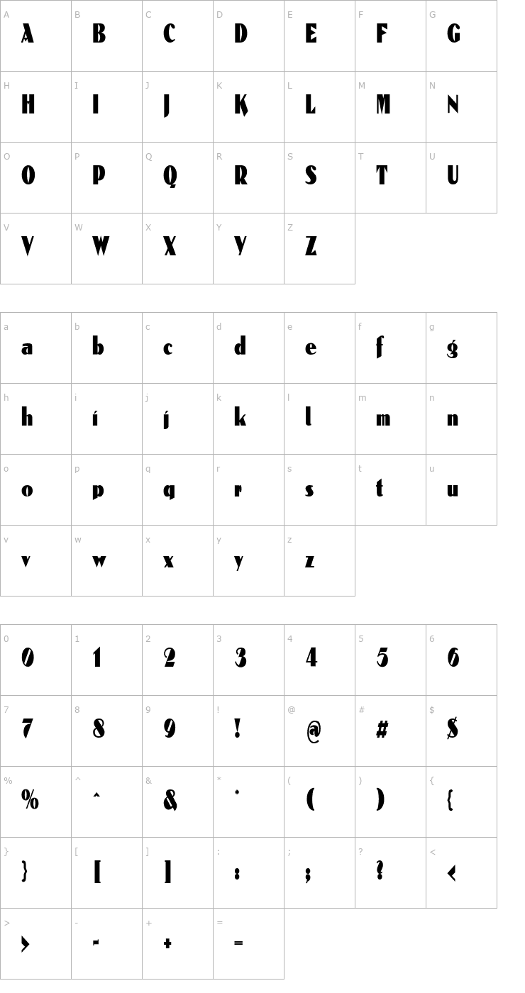 Character Map Reclamare Font