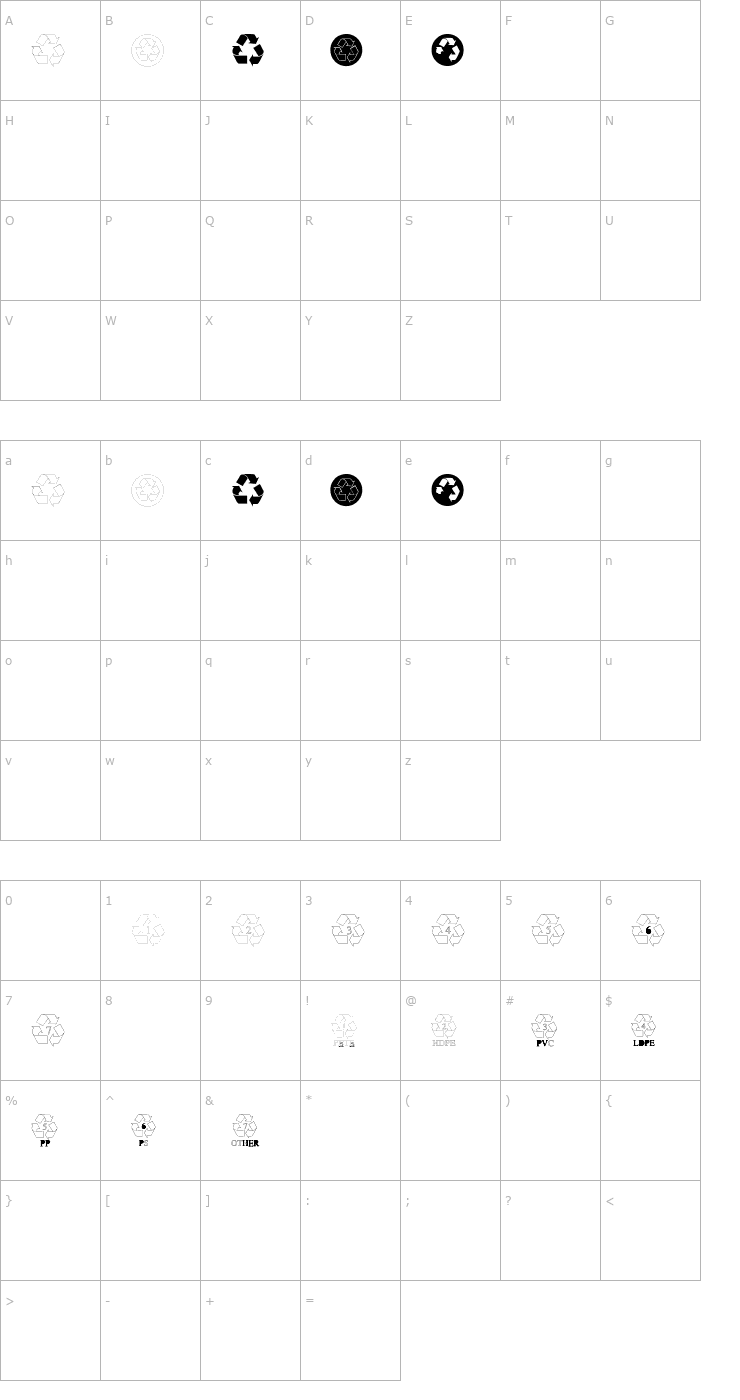 Character Map Recycle-Normal Font