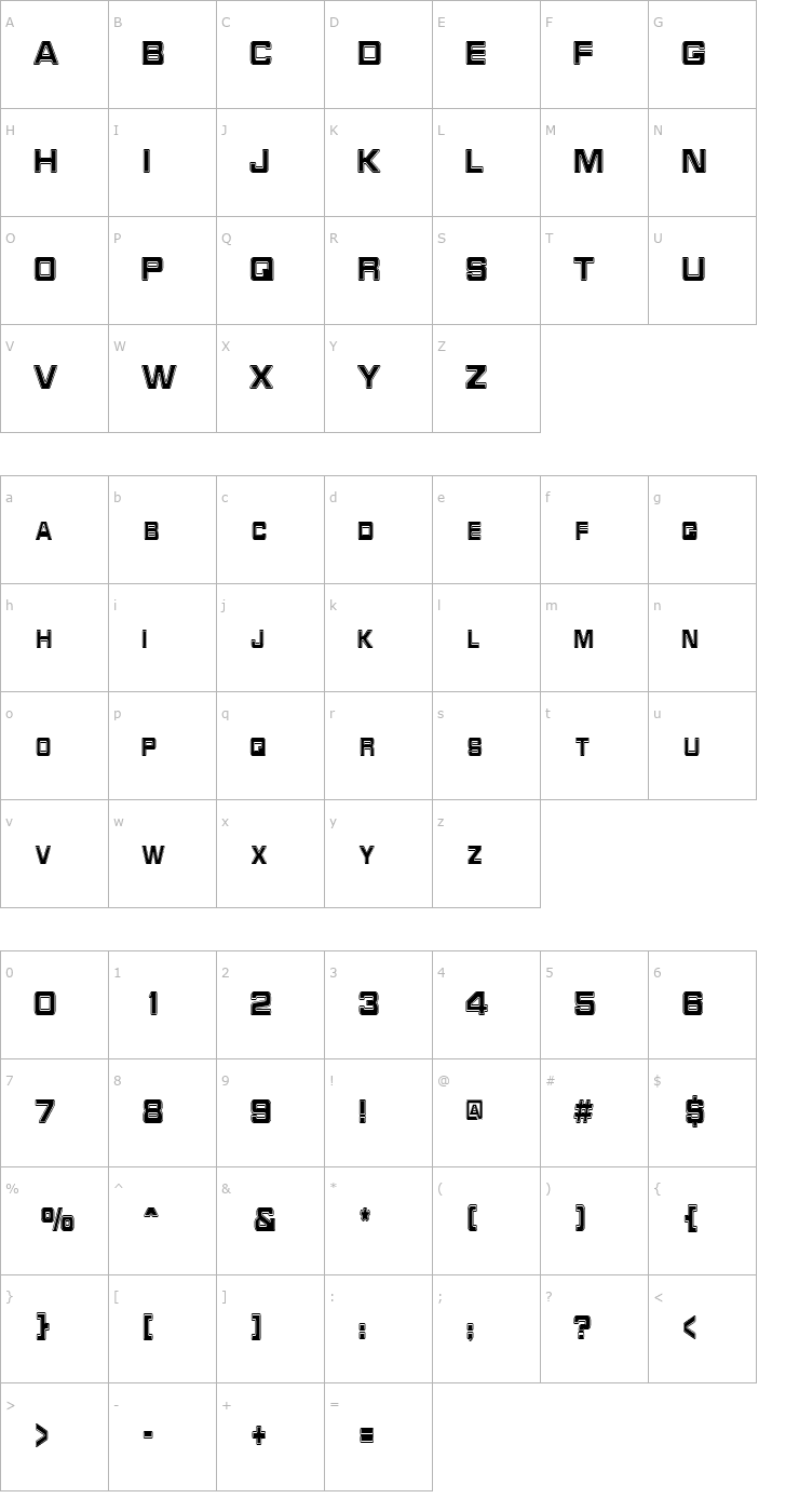 Character Map RedAlertCondensed Font