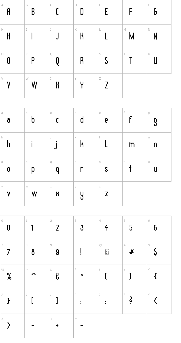 Character Map Redhead Goddess Bold Font