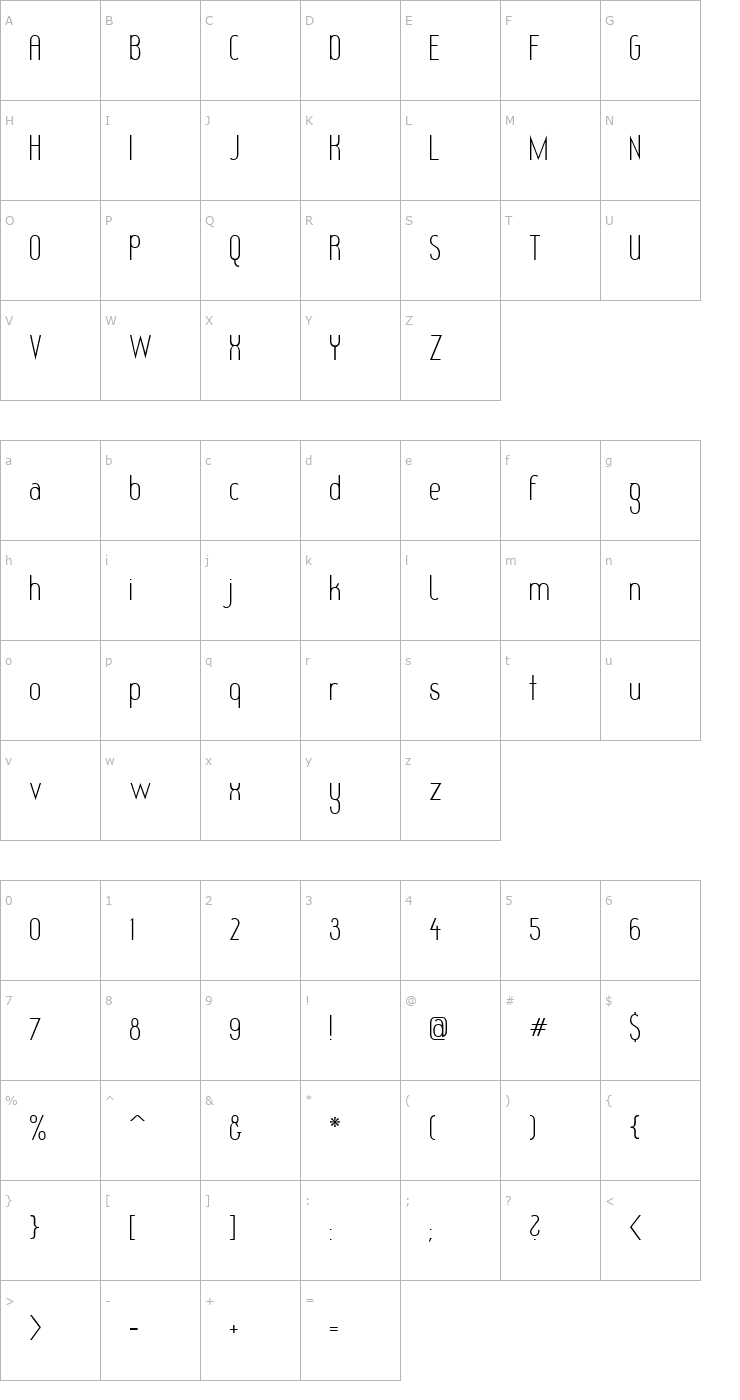 Character Map Redhead Goddess Font