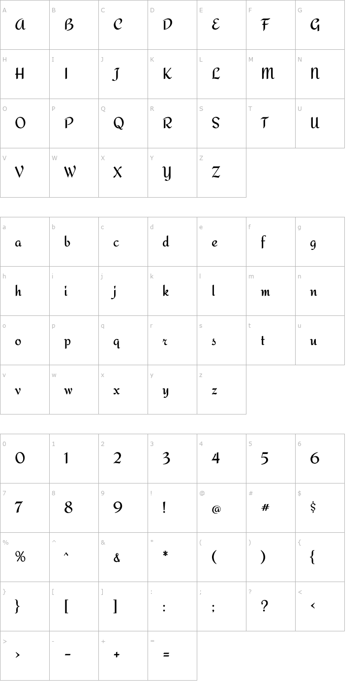 Character Map Redressed Font