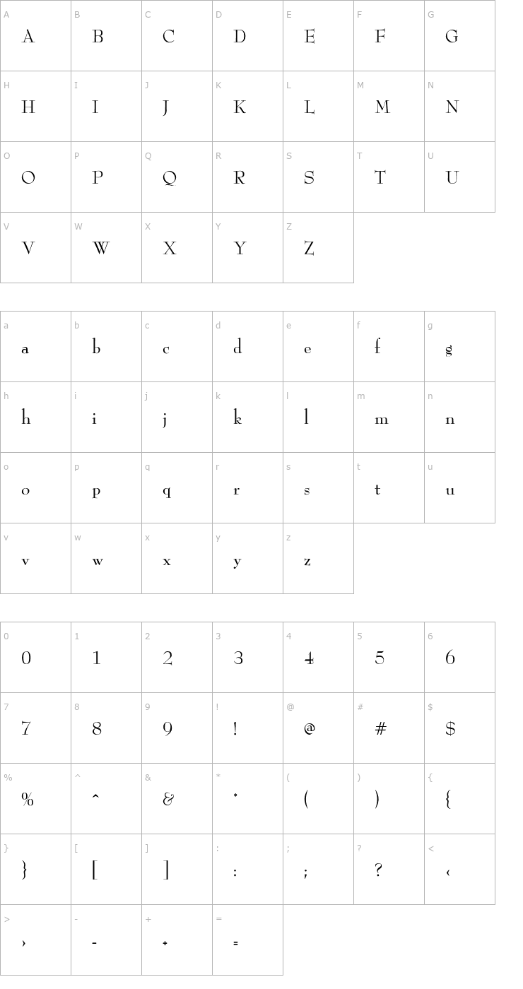 Character Map ReedFont Font