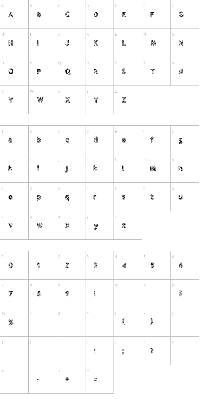 Character Map Reflet Électrik Font